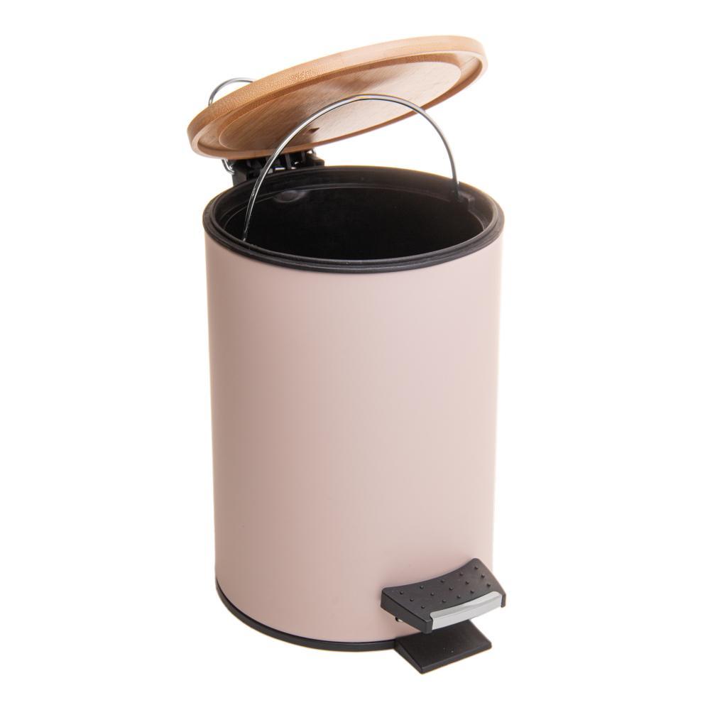 Lixeira Redonda com Tampa em Bambu e Pedal Lyor 3L Bege Aço em Oferta na Shopee