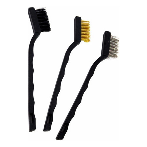 Escovas de Aço Multiuso Kit 3 Pcs Aço Latão Nylon Cabo Plástico