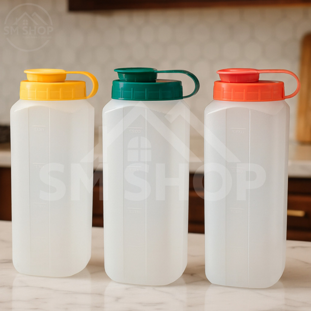 Garrafa De Água Suco Para Geladeira 1 Litros Com Tampas Coloridas Resistente FlipTop Cores Sortidas em Oferta na Shopee