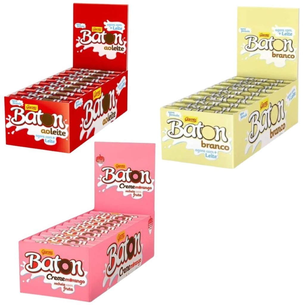 Kit Caixa de  Baton 3 Sabores Garoto