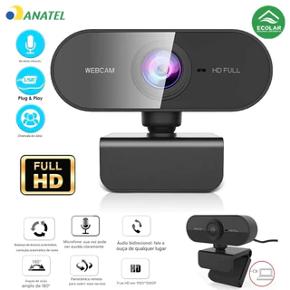 Câmera para Home Office Full HD 1080p com Microfone Rotação 360° Ajuste Livre Compatível com PC e No