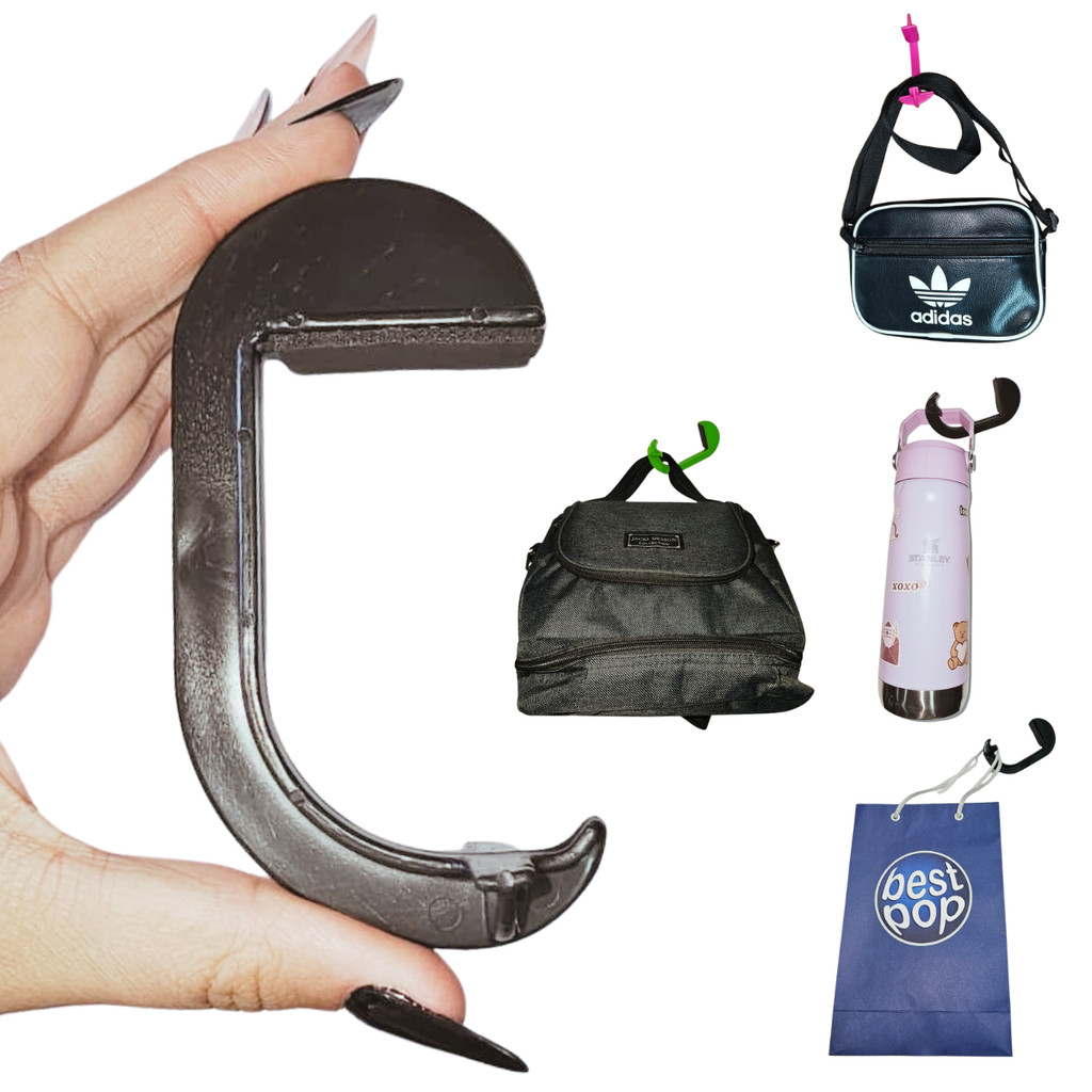 1x Suporte Gancho Porta Bolsa Portátil Pendurar mala preto
