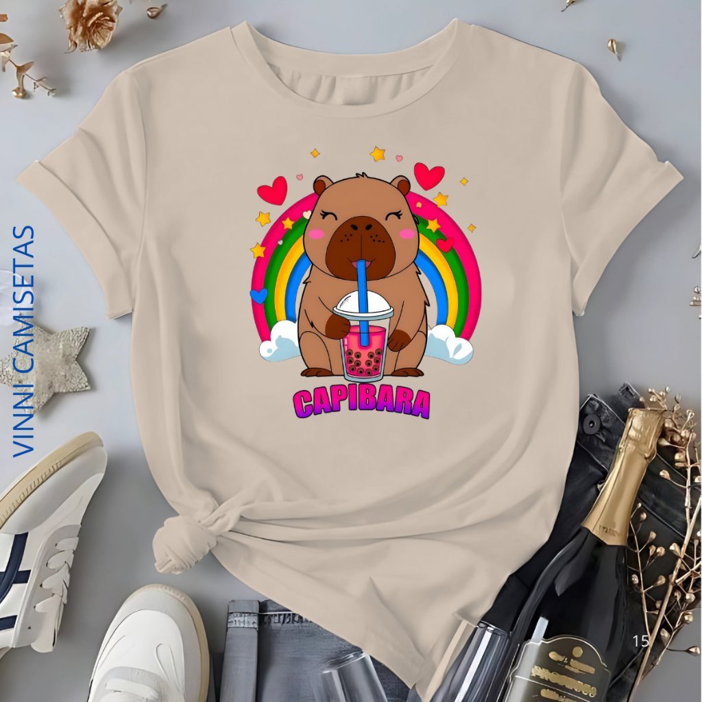 Camiseta Feminina Capivara Blusa Estampada Exclusiva 100% Algodão Premium
