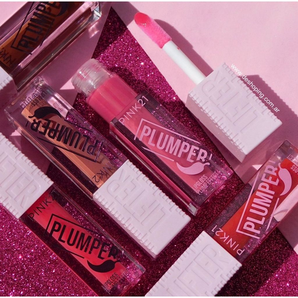 Lip gloss plumper efeito bocão aumenta os labios com cor marca pink 21