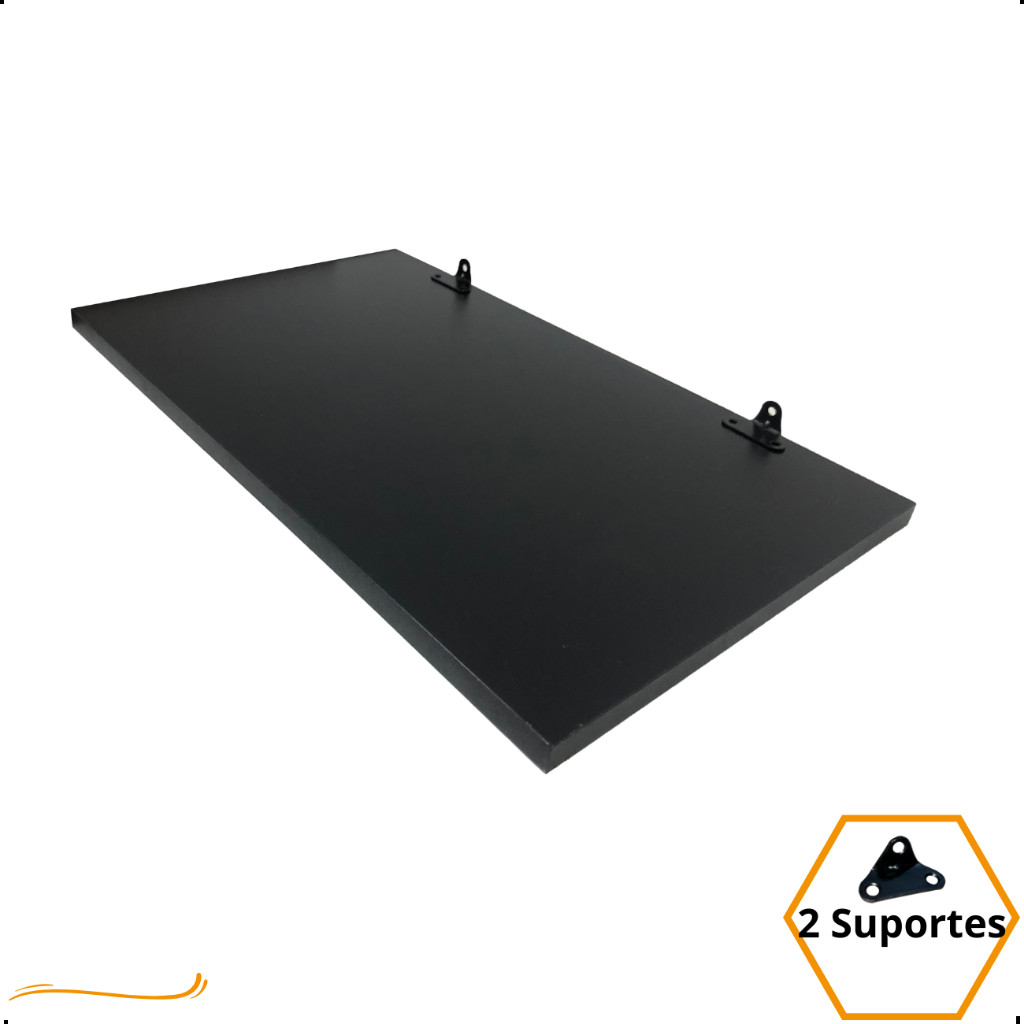 1 Prateleira Preta 50X30 Com Suporte Flutuante Mdf  Organizadora Decoração Cozinha Quarto Banheiro em Oferta na Shopee