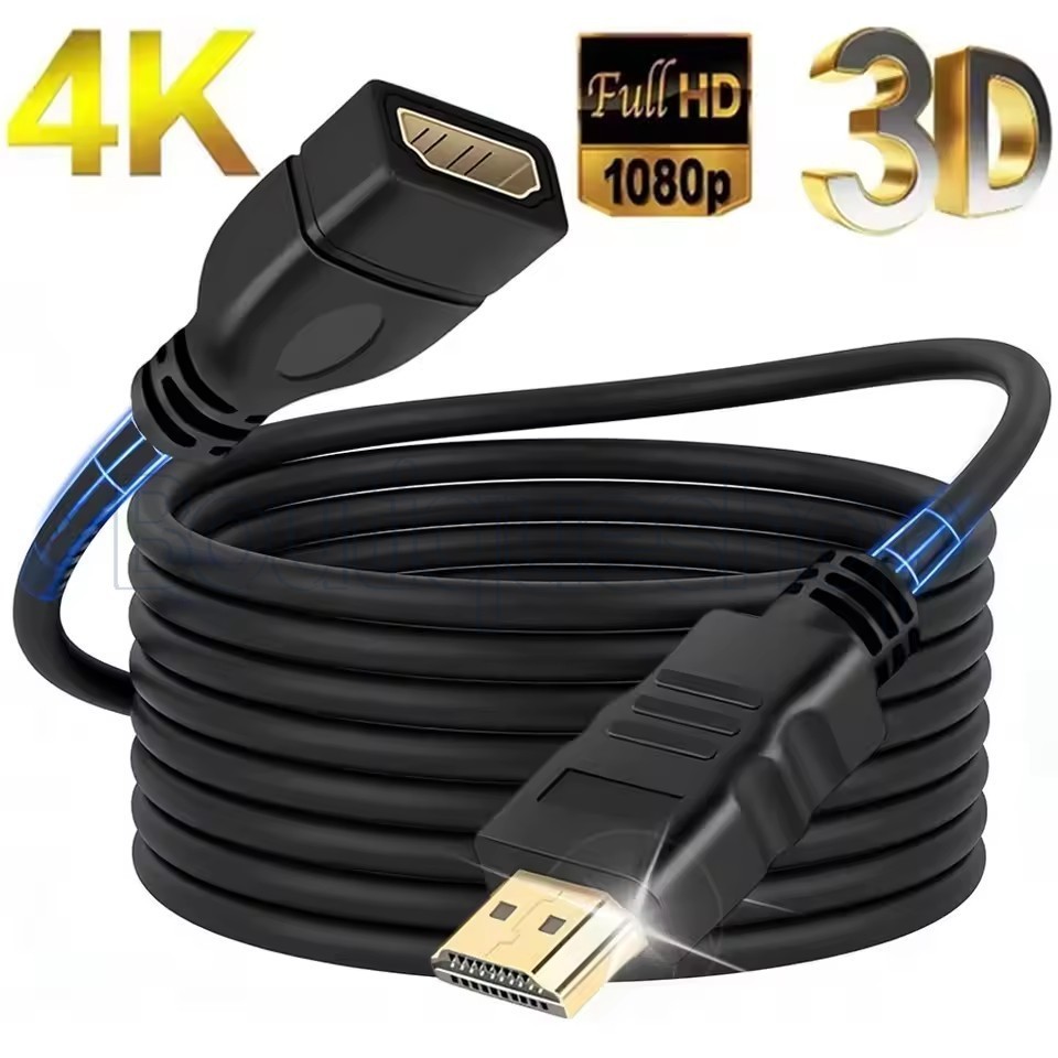 Cabo De Extensão 2.0 Compatível Com HDMI 4K HDR-Linha Adaptadora De Extensor Universal-Macho Para Fêmea-Projetor De Lapt