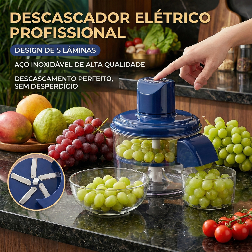 Descascador Elétrico De Alho E Uva Automático Em Aço Inox Prático Bivolt
