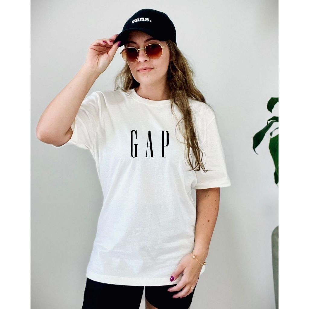 Camiseta Streetwear Oversized Feminina GAP Estampada Delicada 100% Algodão Envio Imediato