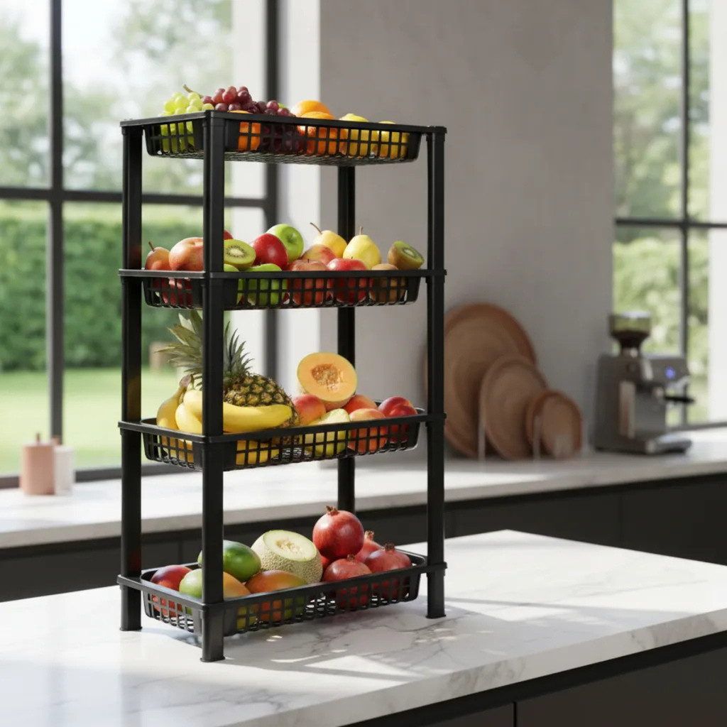 Estante Prateleira Modular 4 Andares Multiuso Organizadora Livros Fruteira Banheiro Lavanderia