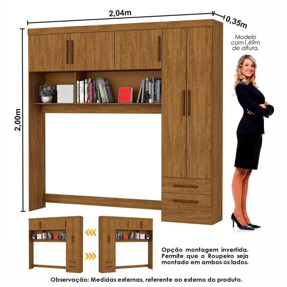 Guarda Roupa Casal Modulado-5 Portas com Cama Hercules — imagem 2 de 2