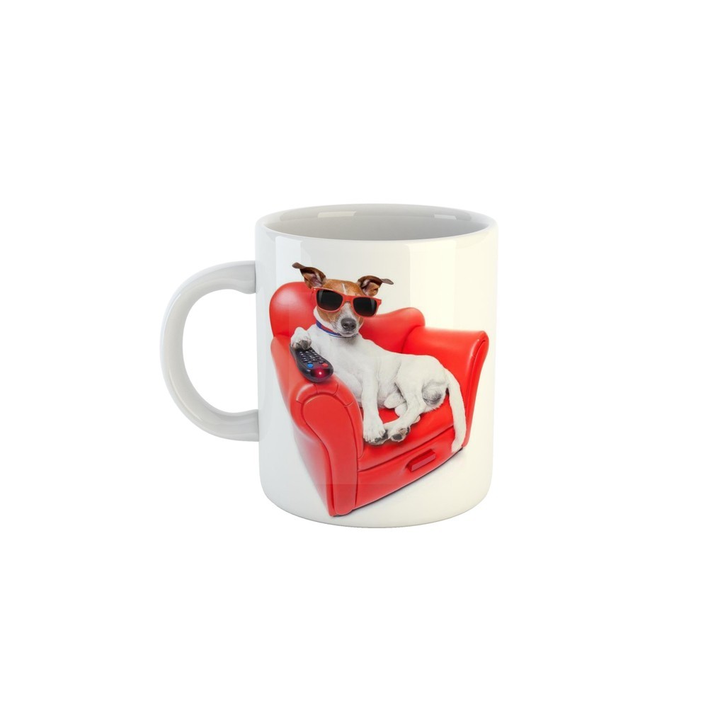 Caneca Meme Doguinho assistindo Televisão