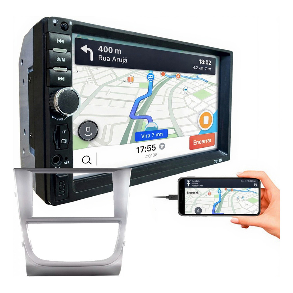 KIT CENTRAL MULTIMIDIA MP5 COM MOLDURA GOL VOYAGE SAVEIRO 2008 A 2012 em Oferta na Shopee