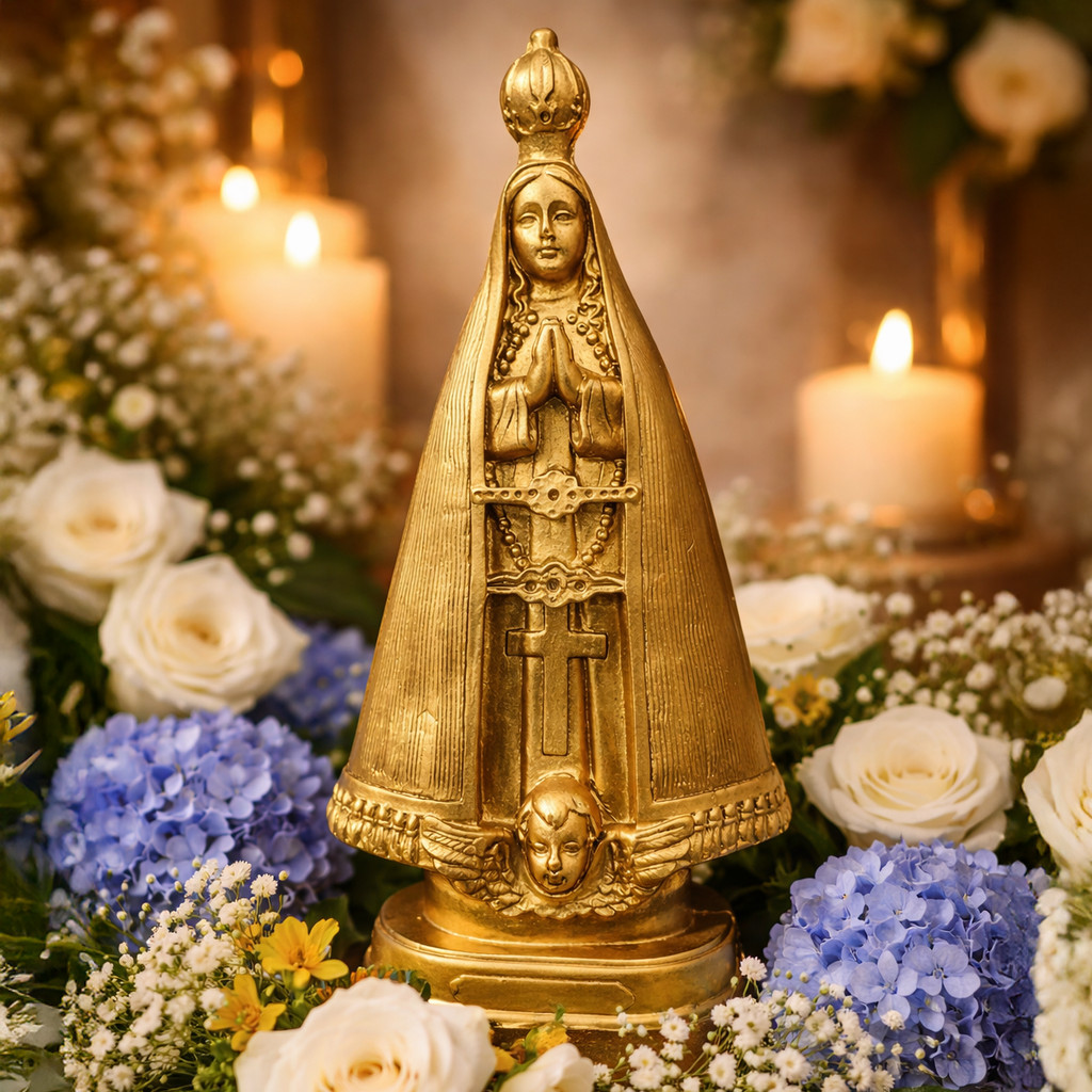 Imagem Nossa Senhora Aparecida 20CM Perolado Dourado