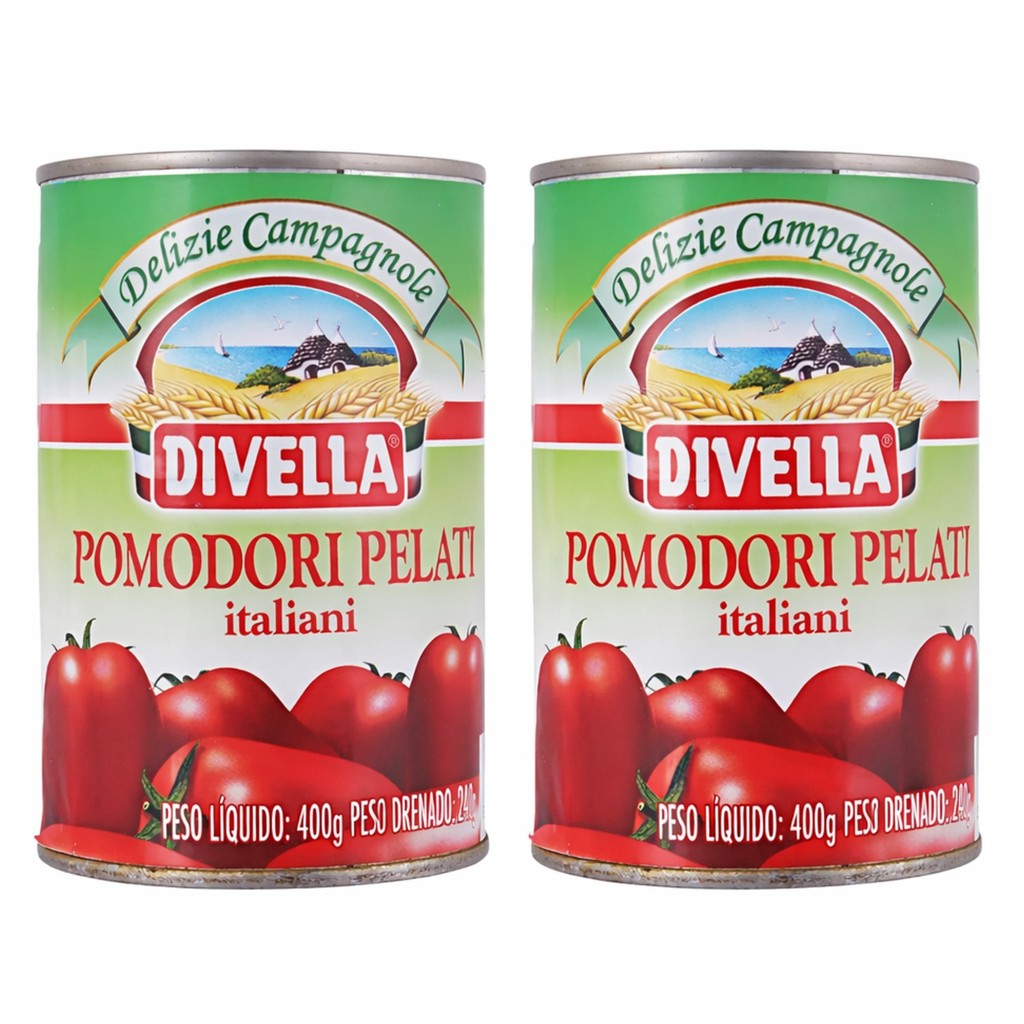 Kit 2 Tomate Pelado DIVELLA 400g - 100% Italiano