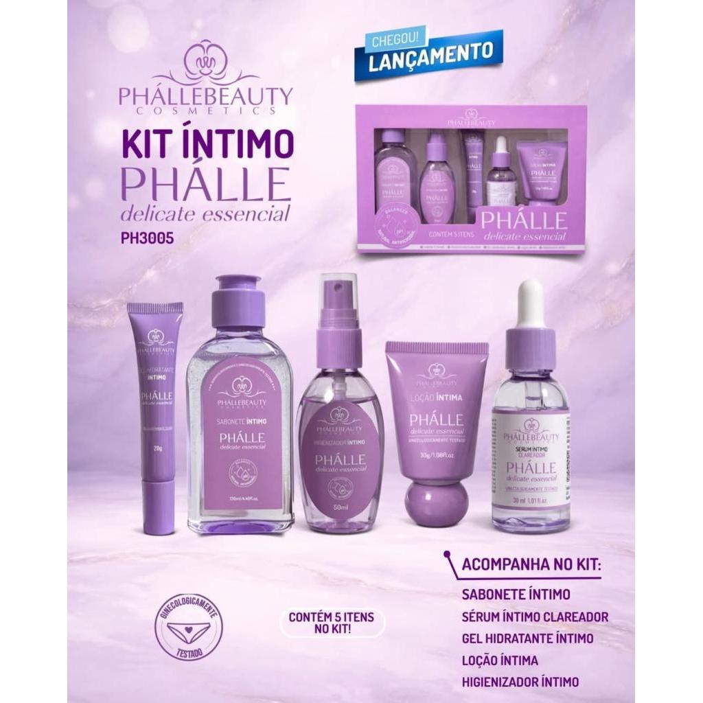 KIT ÍNTIMO PHÁLLE DELICATE ESSENCIAL 5 ITENS PHALLEBEAUTY
