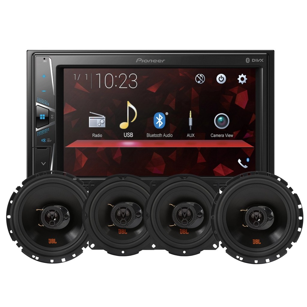 Central Multimidia Pioneer 6,2" Dmh G225 Bt + Par Alto Falante Jbl 5 e 6 Polegadas Flex