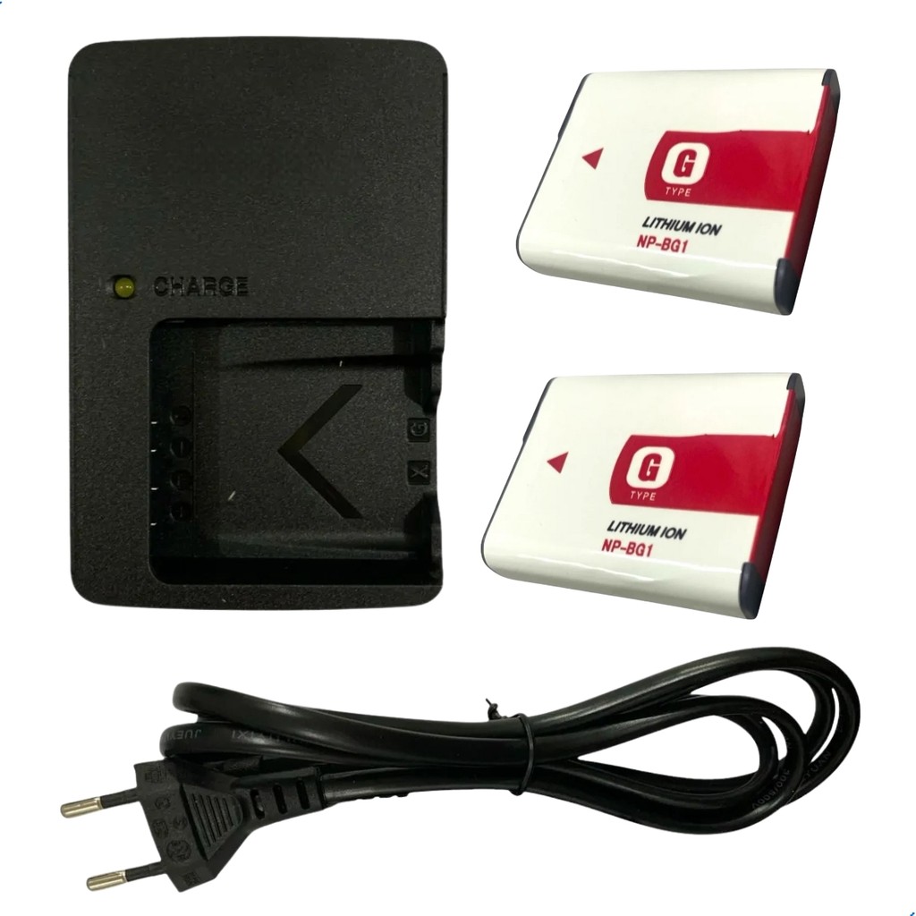 Kit 2 Baterias NP-BG1 + Carregador BC-CSG para Sony Bivolt Dsc-w80 W70 W90 H50 W55 W35