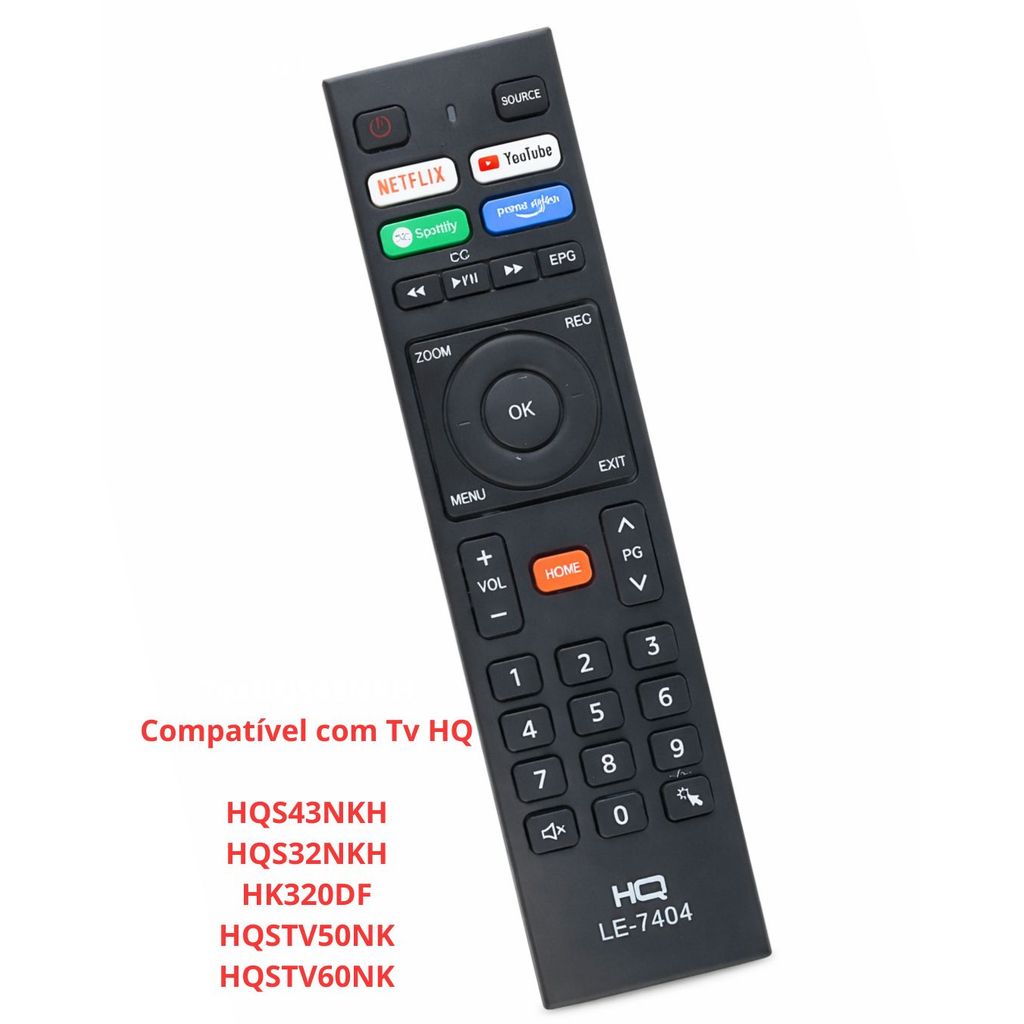 Controle TV HQ LE-7404 SKY-9312 Compatível HQS43NKH/HQSTV50NK/HQSTV60NK/HK320DF Com Botão Netflix