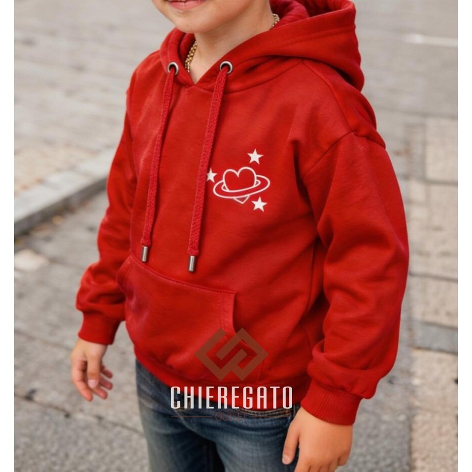 Moletom Infantil Menina Menino Juvenil Planeta Coração Estrela Moletom Com Capuz Inverno Premium