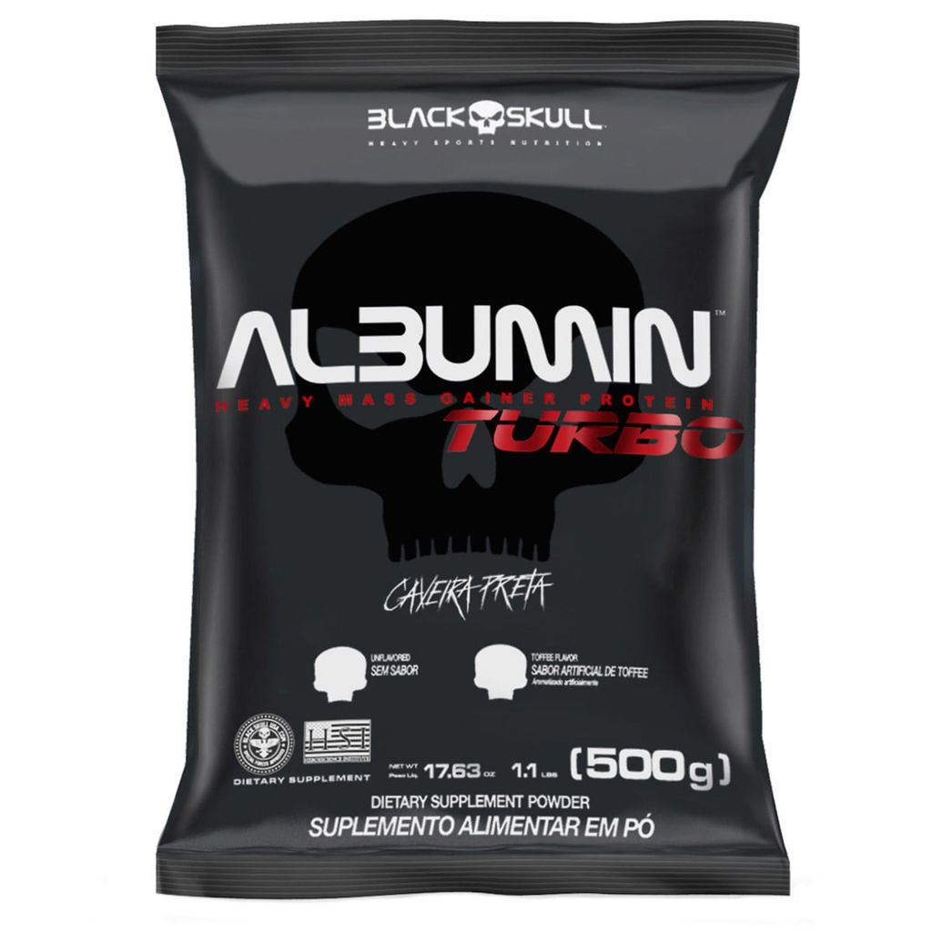 Albumin Turbo (Albumina) - Refil 500g - Black Skull em Oferta na Shopee