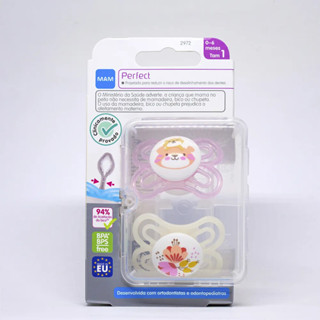 Kit Chupeta Bebê Mam Perfect Tamanho 01/ 02 Unidades / Rosa em Oferta na Shopee