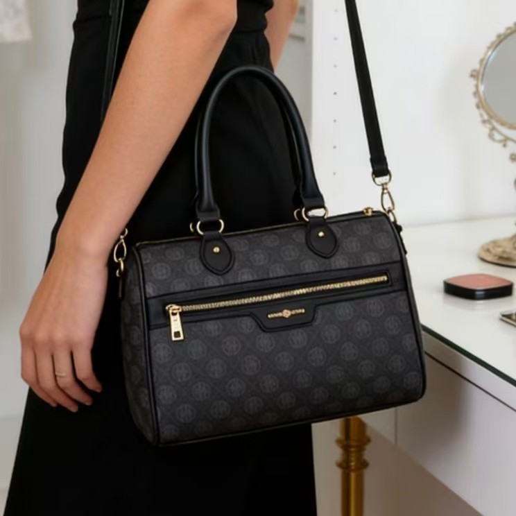 Bolsa TOTE Vintage Com Monograma Estilo Boston Feminina De Grande Capacidade De Ombro Transversal Couro PU TM9102 AMY