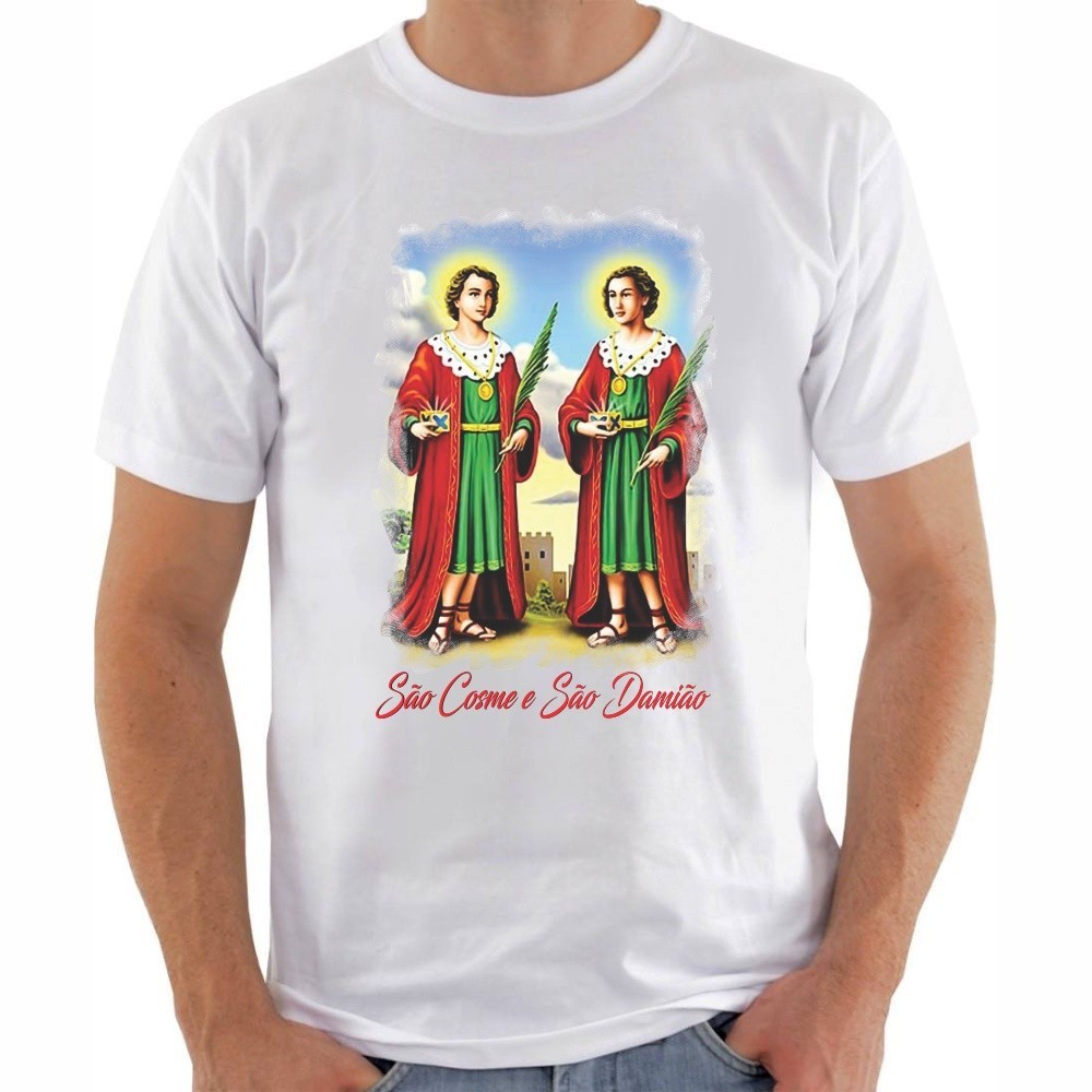 T-shirt 30.1 Camiseta Algodão Camisa T-shirt 30.1 Camiseta São Cosme e São Damião Igreja Católica Envio Imediato Postage