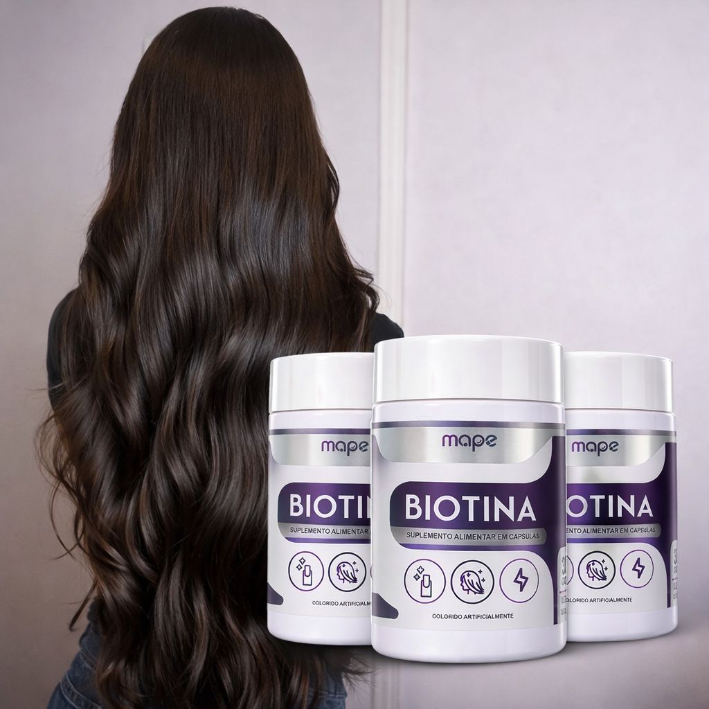 Kit Biotina Mape – Suplemento Alimentar em Cápsulas – 3 Frascos (90 Cápsulas) – Uso Adulto