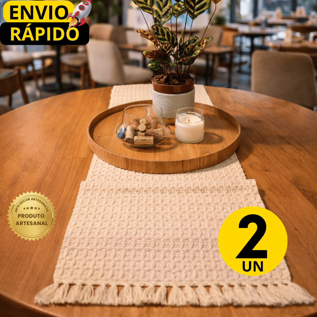 Kit 1/2 Trilho de Mesa Cru Artesanal Luxo Usado para Decorar, Aparador ou Centro, Diversos Tamanhos.