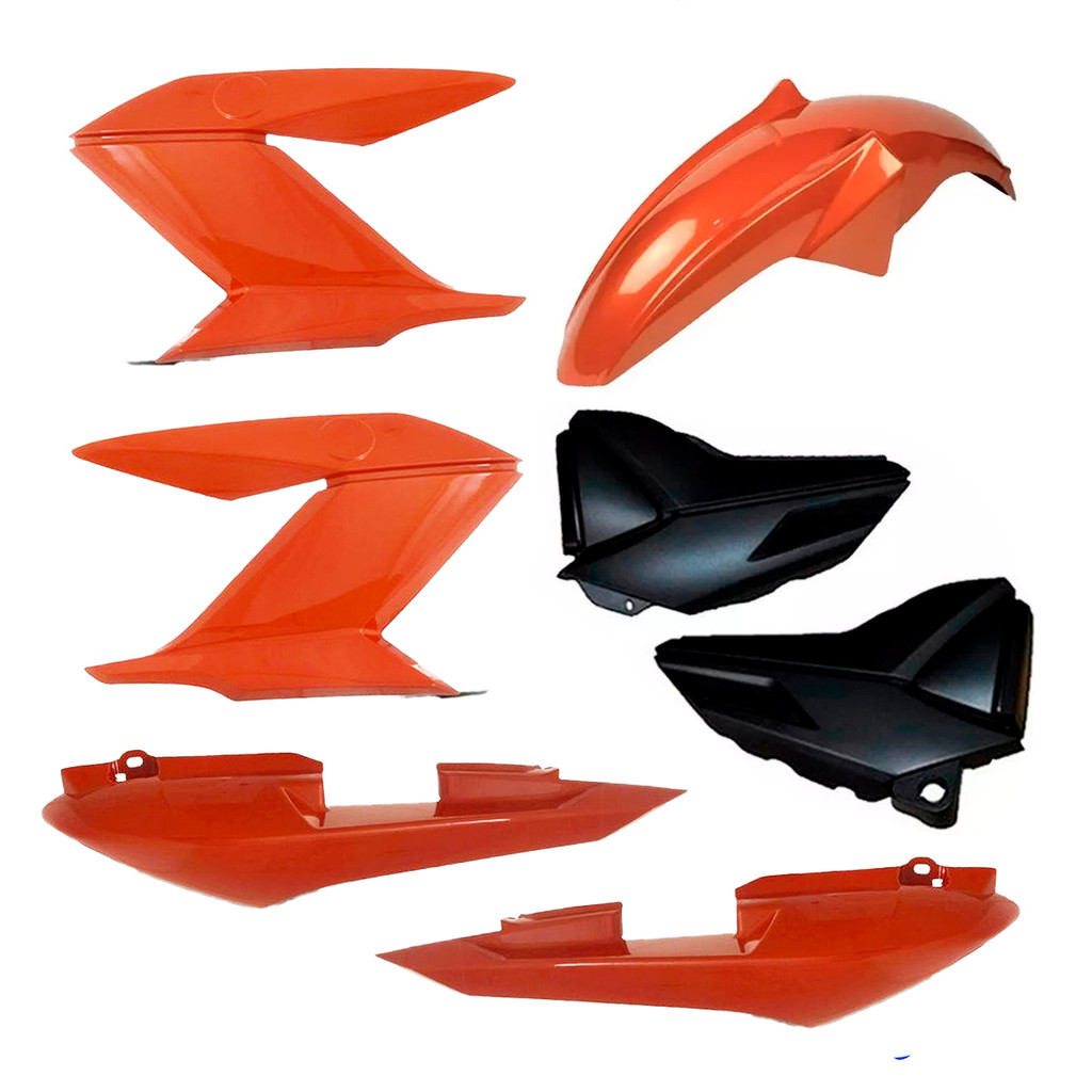 Kit Peças Moto Yamaha Fazer 150 Laranja 2014 2015 Paralama Dianteiro Aba Tanque Tampa Lateral Rabeta