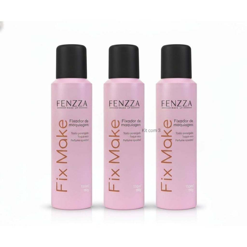 Kit com 3 Spray Fixador Fenzza 150ml | Alta Fixação, Matte e Secagem Rápida