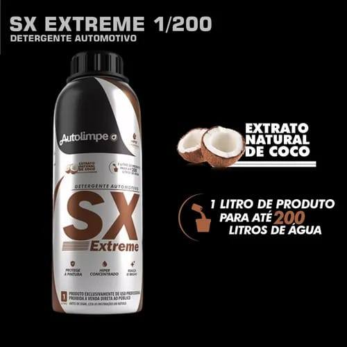 Shampoo Automotivo Neutro Super Concentrado Detergente SX Extreme 1L Autolimpe Alta Performance