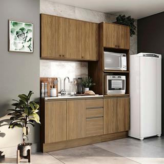Cozinha Compacta Celeste Kappesberg 100% MDF Nogueira 190cm