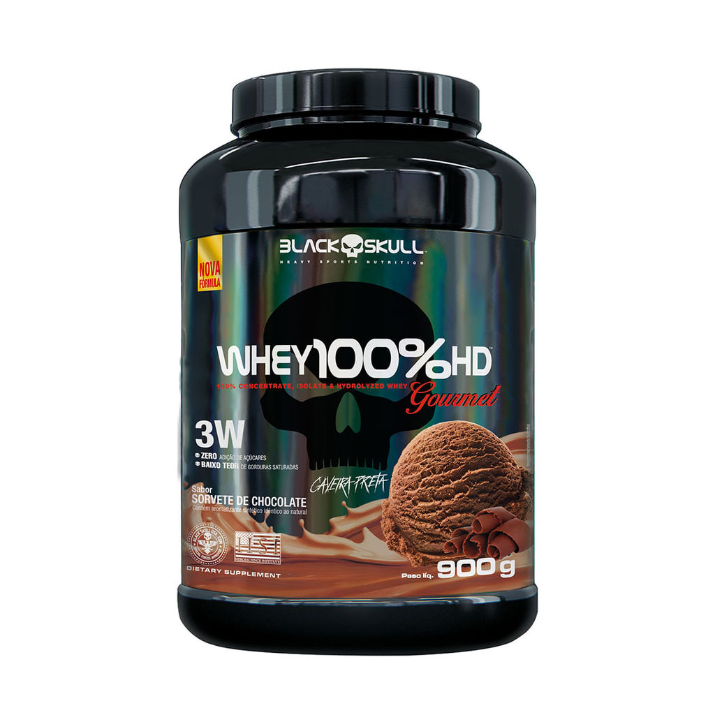 Whey 100% HD Gourmet -  900g - Black Skull em Oferta na Shopee