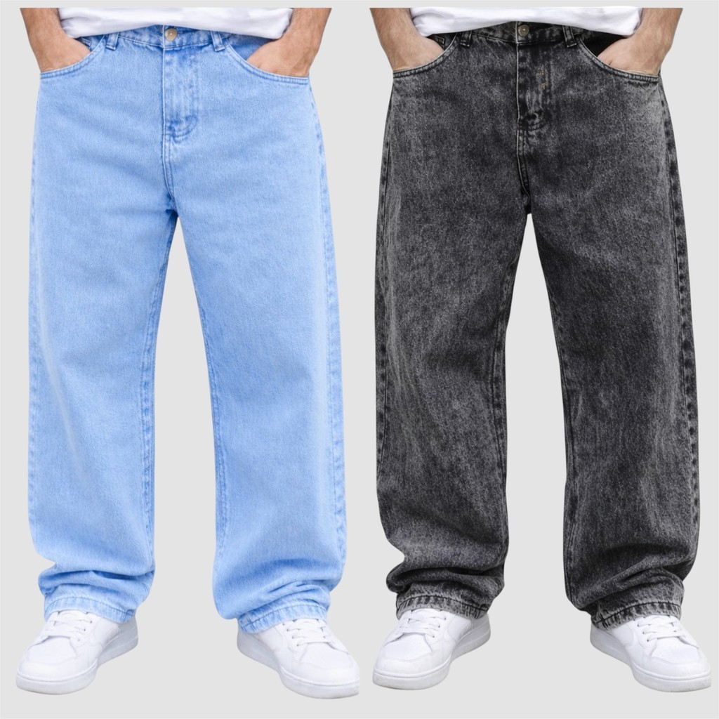 Kit com 2 Calças Balão Jeans Masculina Bag Boca Larga em Oferta na Shopee