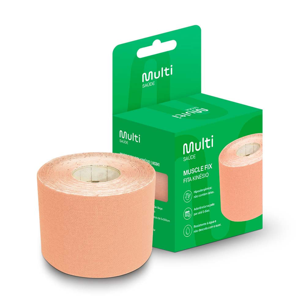 Fita Multi Saúde Muscle Fix Kinesio Bege em Oferta na Shopee