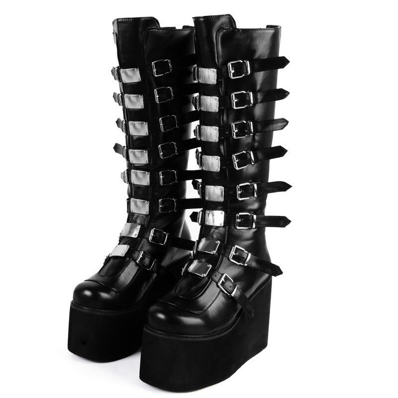 Sapatos Femininos De Salto Alto E Coxa , De Fantasia Gótica Preta Da Moda Para Mulheres Em 2021
