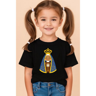 Camiseta Infantil Feminina Nossa Senhora Aparecida – Fé e Doçura para Pequenas Devotas