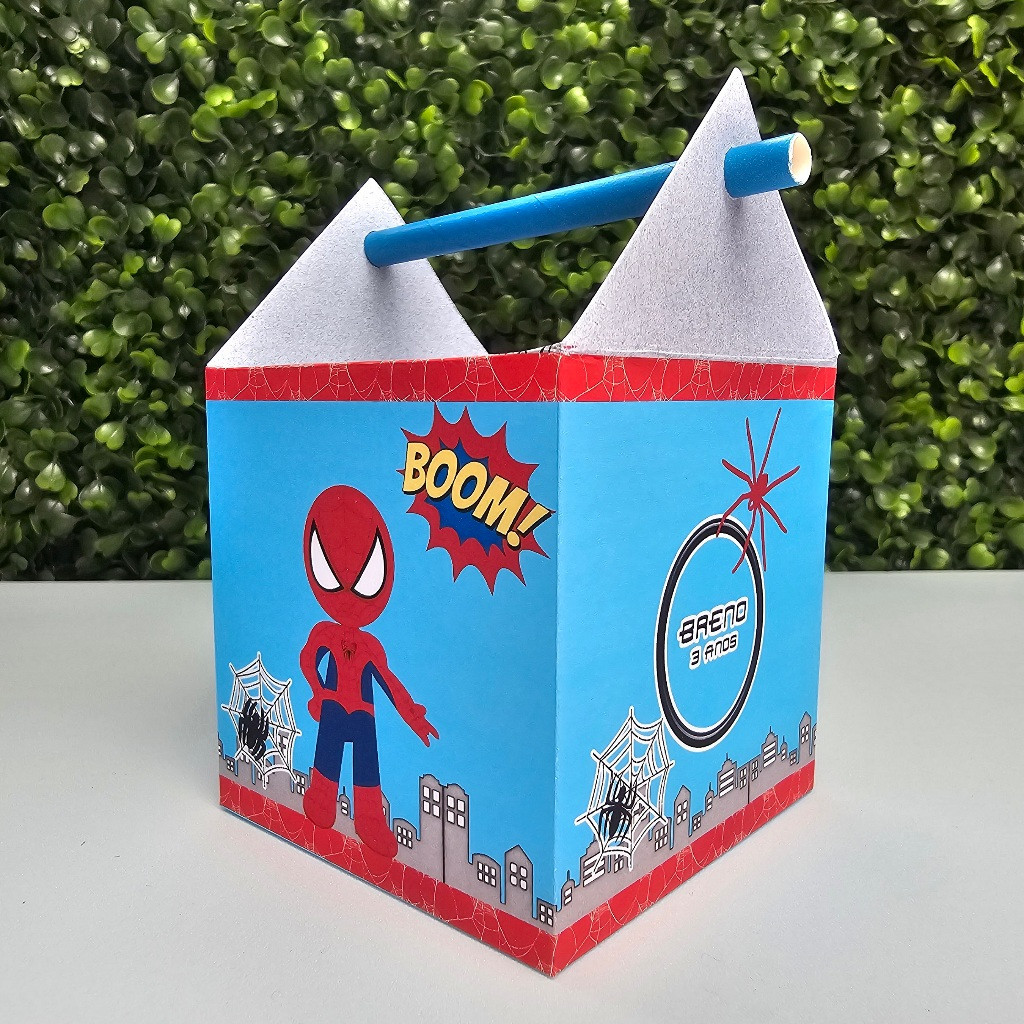 Caixa Canudo HOMEM ARANHA AZUL - Personalizados - Festa infantil - Aniversário - Lembrancinha