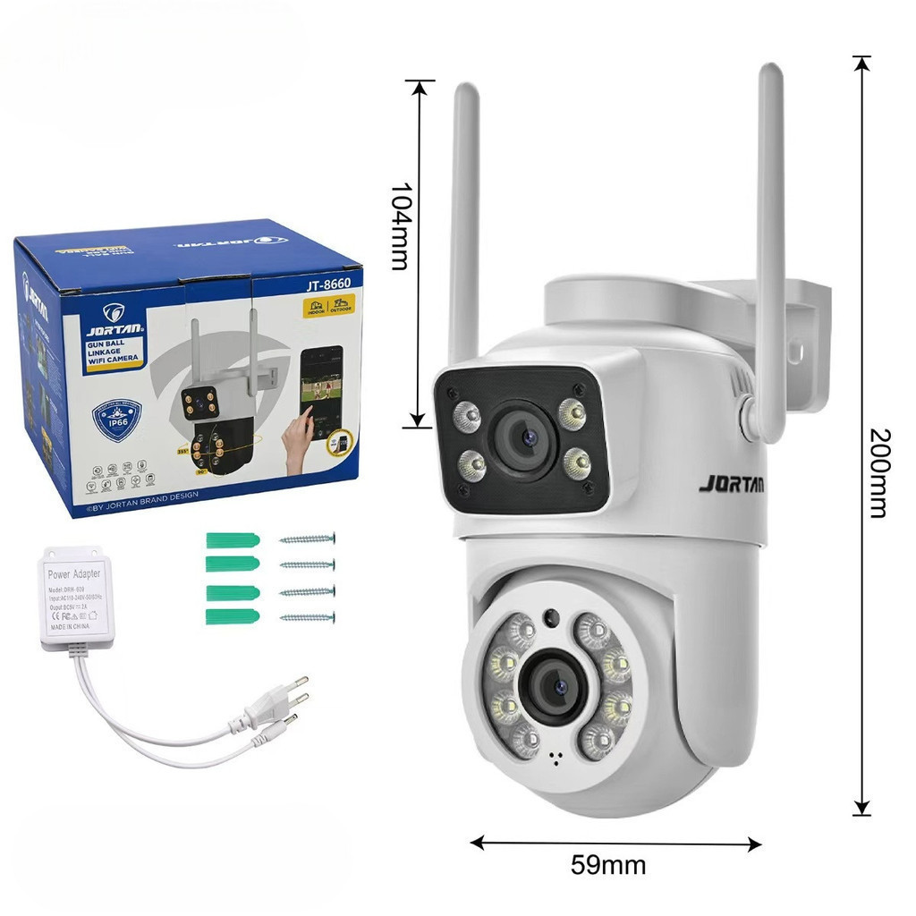 Câmera de Segurança Wi-Fi Externa IP66 com 2 Lentes + Monitoramento no App  anjgg