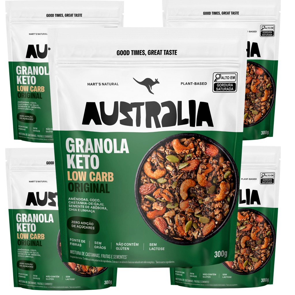 Kit com 5 Harts - Granola Australia Keto Low Carb - 300g - Original