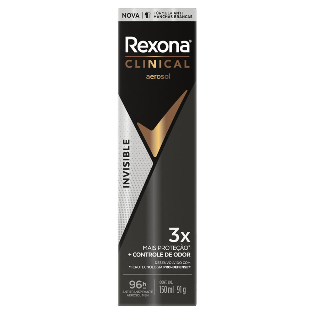 Desodorante Antitranspirante Aerosol Rexona Men Clinical Invisible 150ml em Oferta na Shopee