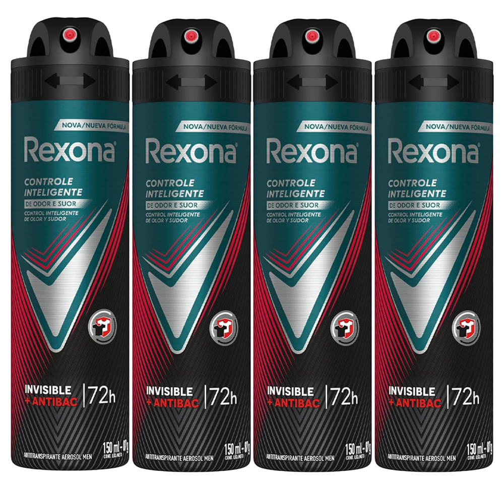 Kit Desodorante Aerosol Rexona Antibacterial + Invisible Men 150ml - 4 Unidades em Oferta na Shopee