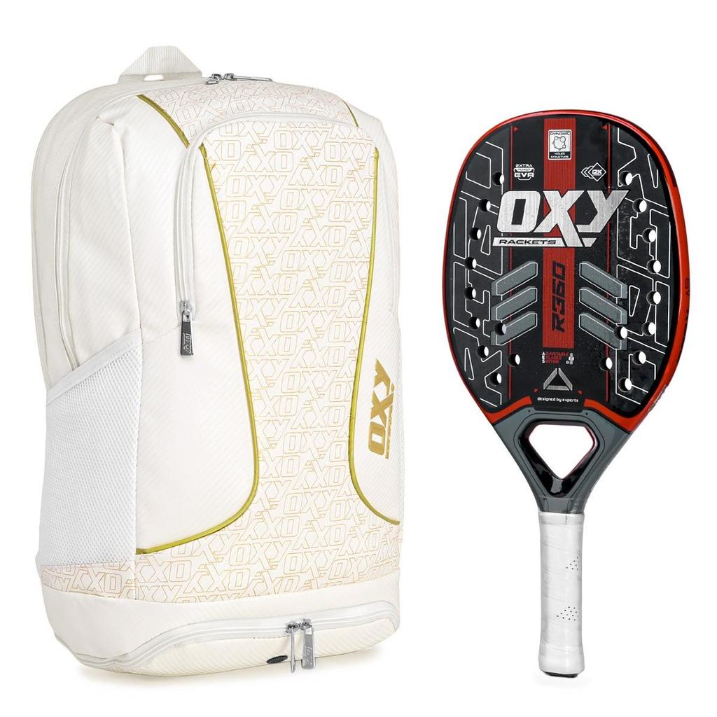 Raquete De Beach Tennis Oxy R360 com Mochila Oxy Beach Branca de Brinde