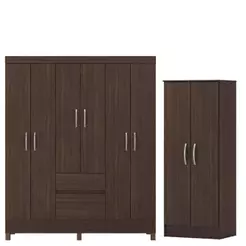 Guarda Roupa Casal Flash 2 Com Multiuso Viena Café - Demóbile