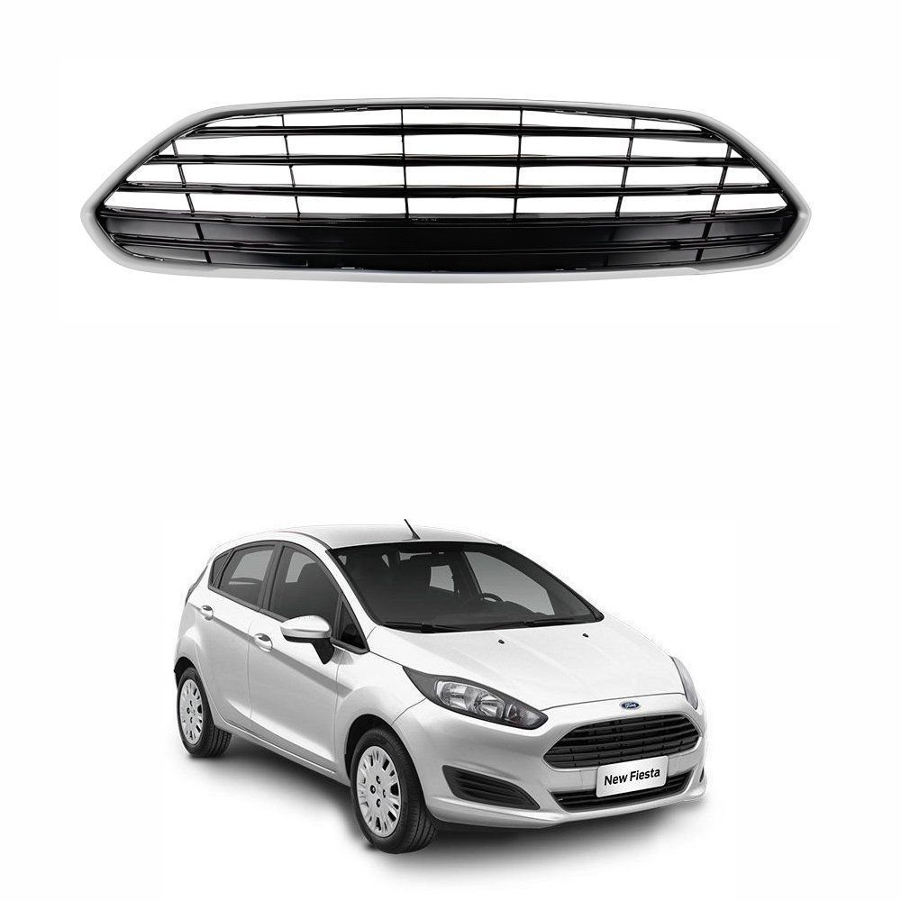 Grade Radiador Ford New fiesta 2014 Até 2018 Friso Preto Com Moldura Cinza