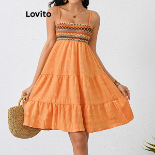 Lovito Férias Vestido Vestido Jacquard Geométrico Praia Para Mulheres LBL17589