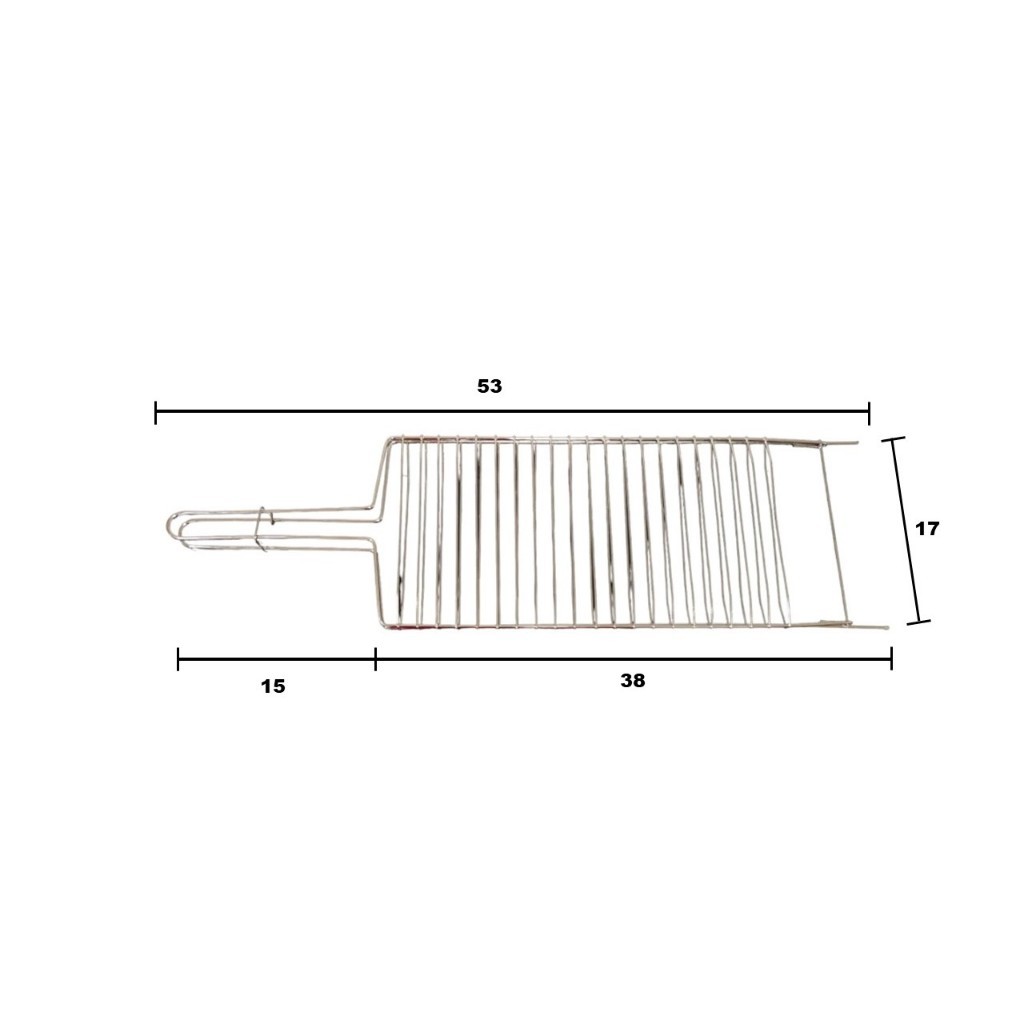 Baby Grelha 53x17 cm para Churrasco, Peixe Pequena