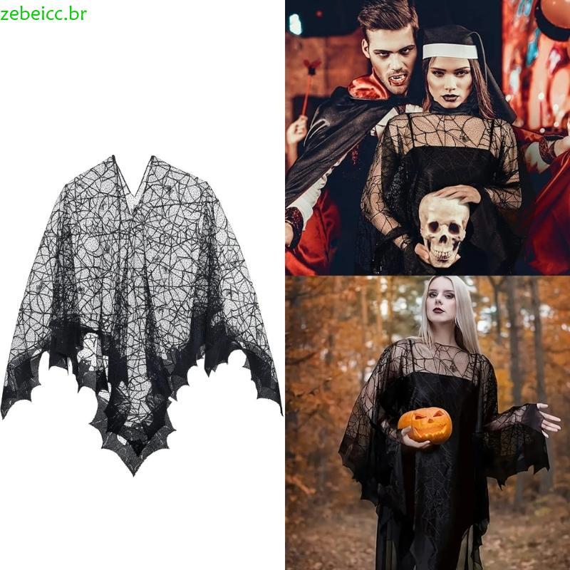 zebeicc Xale Feminino Teias Aranha, Poncho Para Fantasia Cosplay Halloween