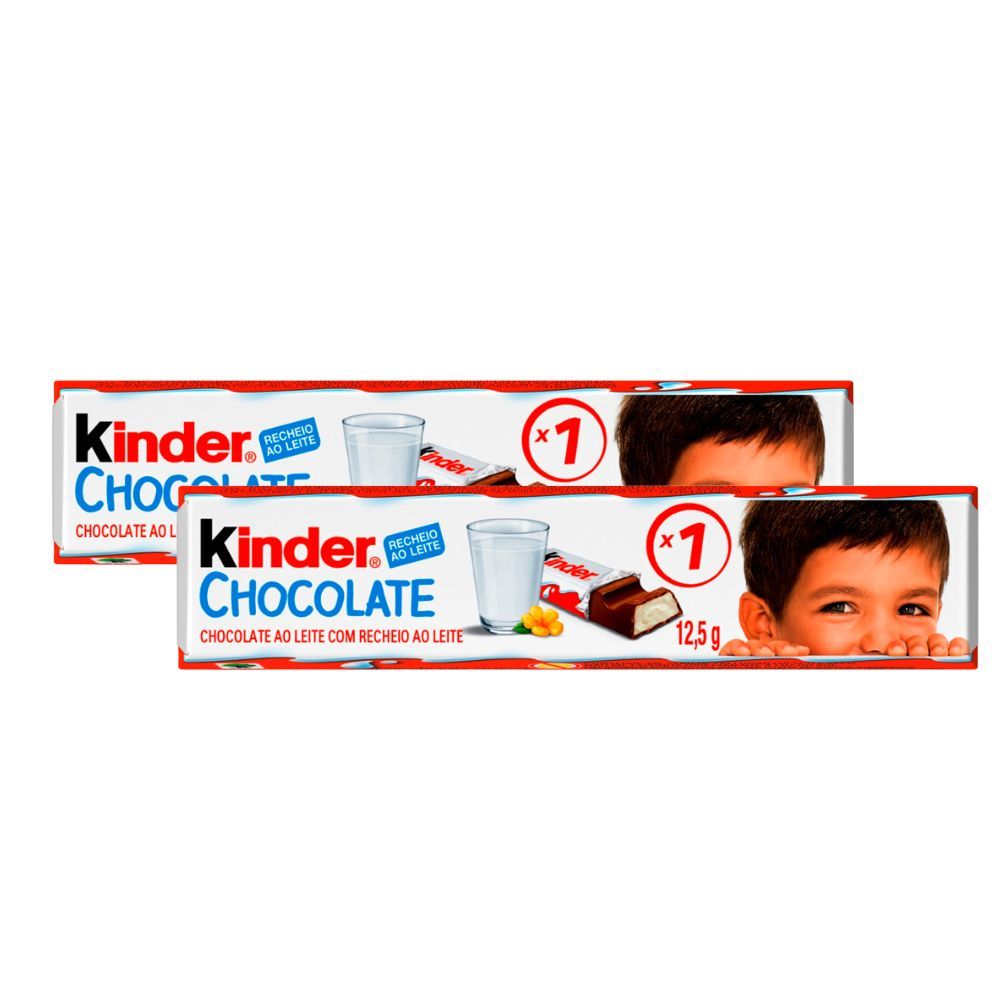 Kit 2 Chocolate Kinder ao Leite com Recheio ao Leite com 12,5g em Oferta na Shopee